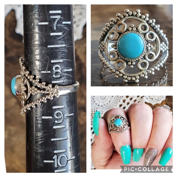 Genuine Blue Mojave Turquoise Ring Size 8.5 - Picture 8 of 8